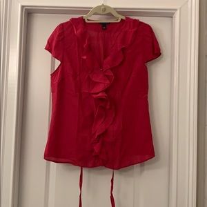 Bright Pink Banana Republic Cotton Silk Blouse L